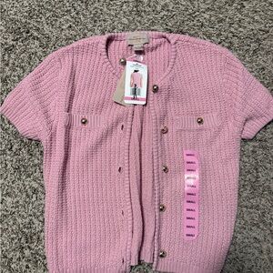 French Connection Pink Short Sleeve Cardigan